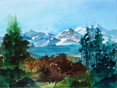 Landscape Series. Untitled 23. Large Watercolor 8.5x11